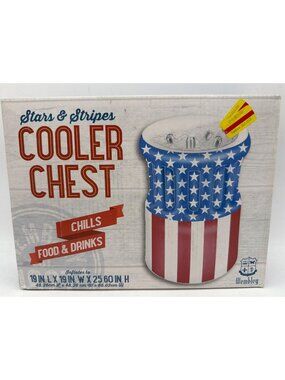 Stars & Stripes Inflatable Cooler Chest For Drinks & Food 19x19x25.6 Inches Amer